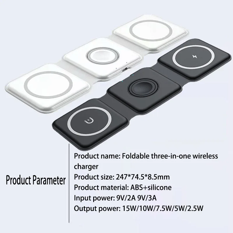 3 in 1 wireless charging pad foldable wireless charger for apple watch airpods iphone 131212mini12promax 11samsung galaxy free global shipping