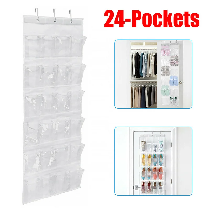 

24 Pockets Shoes Organizer Rack Hanging Organizers Space Saver Hanging Over The Door Behind Closet Organizer Storage Hanger