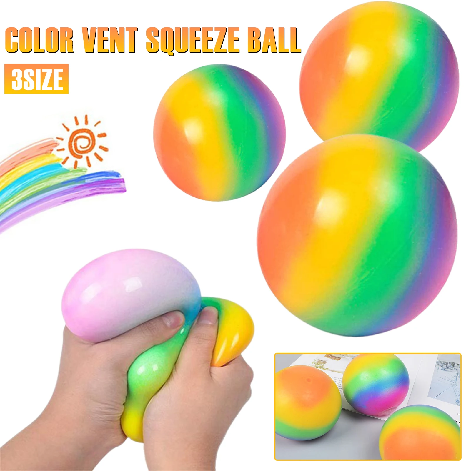 

Colorful Rebound Squeeze Ball Decompression Sensory Finger Stress Vent Toy Novelty Party Gifts for All Ages Amusements TPR Toys