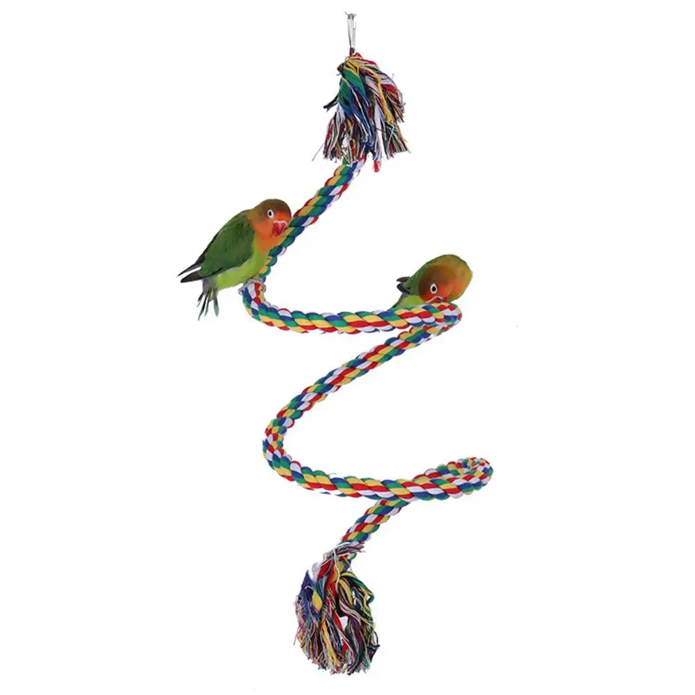 

Parrot Spiral Cotton Rope Perch Climbing Standing Toys Bird Cage Accessories For Lovebirds Parakeets