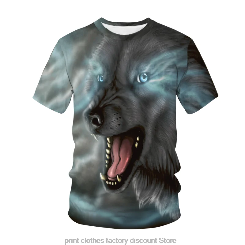 

Summer Cool Style Wolf Graphic t shirts For Men Fashion Casual Trend Personality Print Short Sleeve T-shirts Hip Hop streetwear