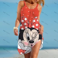 disney minnie mickey mouse womens dress vintage woman beach dress sling midi sleeveless dress boho brand streetwear night dress