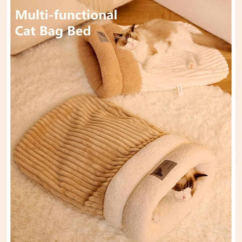 Зимний спальный мешок для кошек мягкий плюшевый самосогревающаяся пещерная
