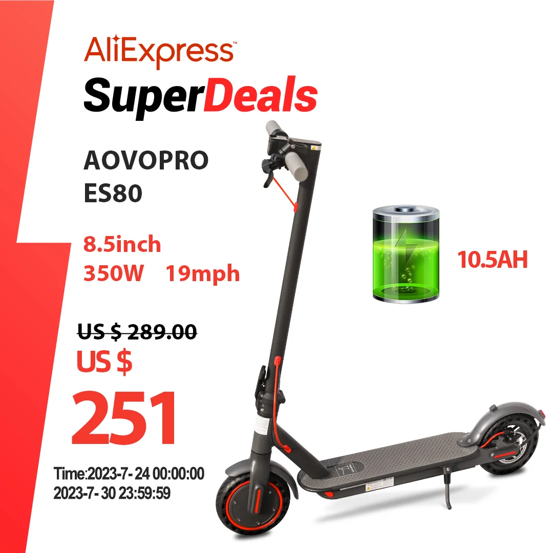 AOVOPRO ES80 M365 Electric Scooter 350W 31km/h APP Smart Adu