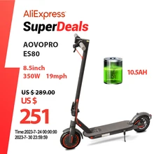 AOVOPRO ES80 M365 Scooter elétrico 350W 31km/h App Smart Adult Scooter Scooter de choque de scooter Anti-Skid Electric Scooter