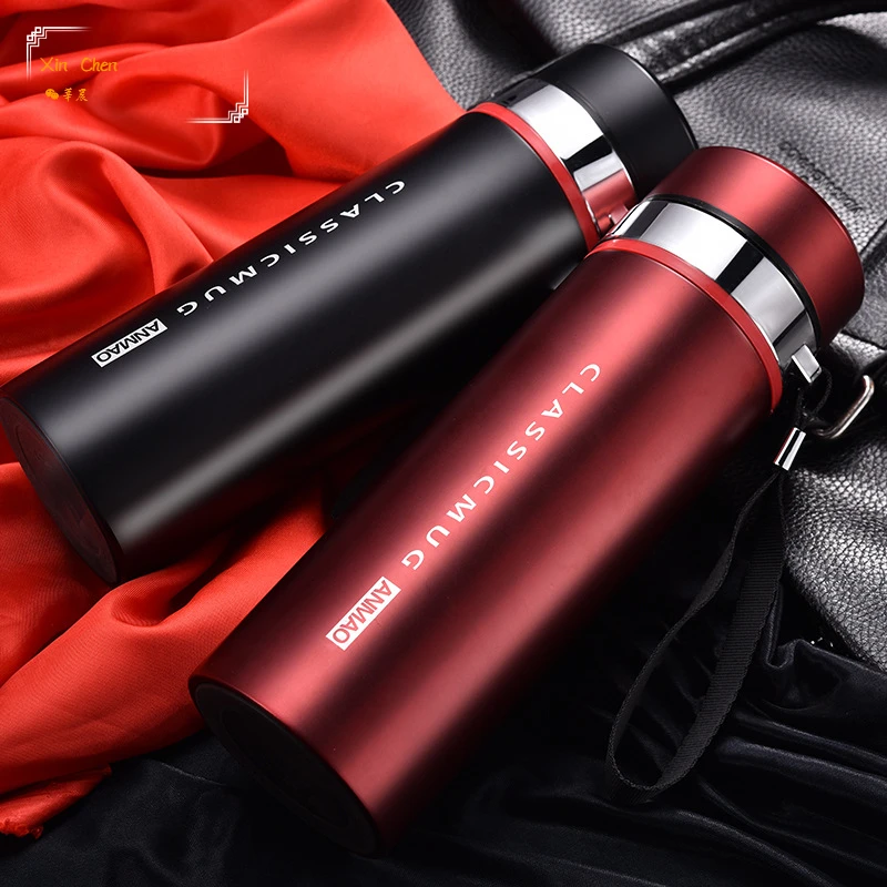 

1000ml/800ml/600ml Double Stainless Steel Thermos Mug with Filter Portable Insulated Cup Vacuum Flask Tumbler Water Bottle