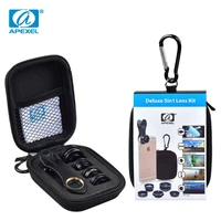 apexel hd camera lens kit 5 in 1 fisheye lens 0 63x wide angle 15x macro lens 2x telephoto lens cpl lens for iphone samsung