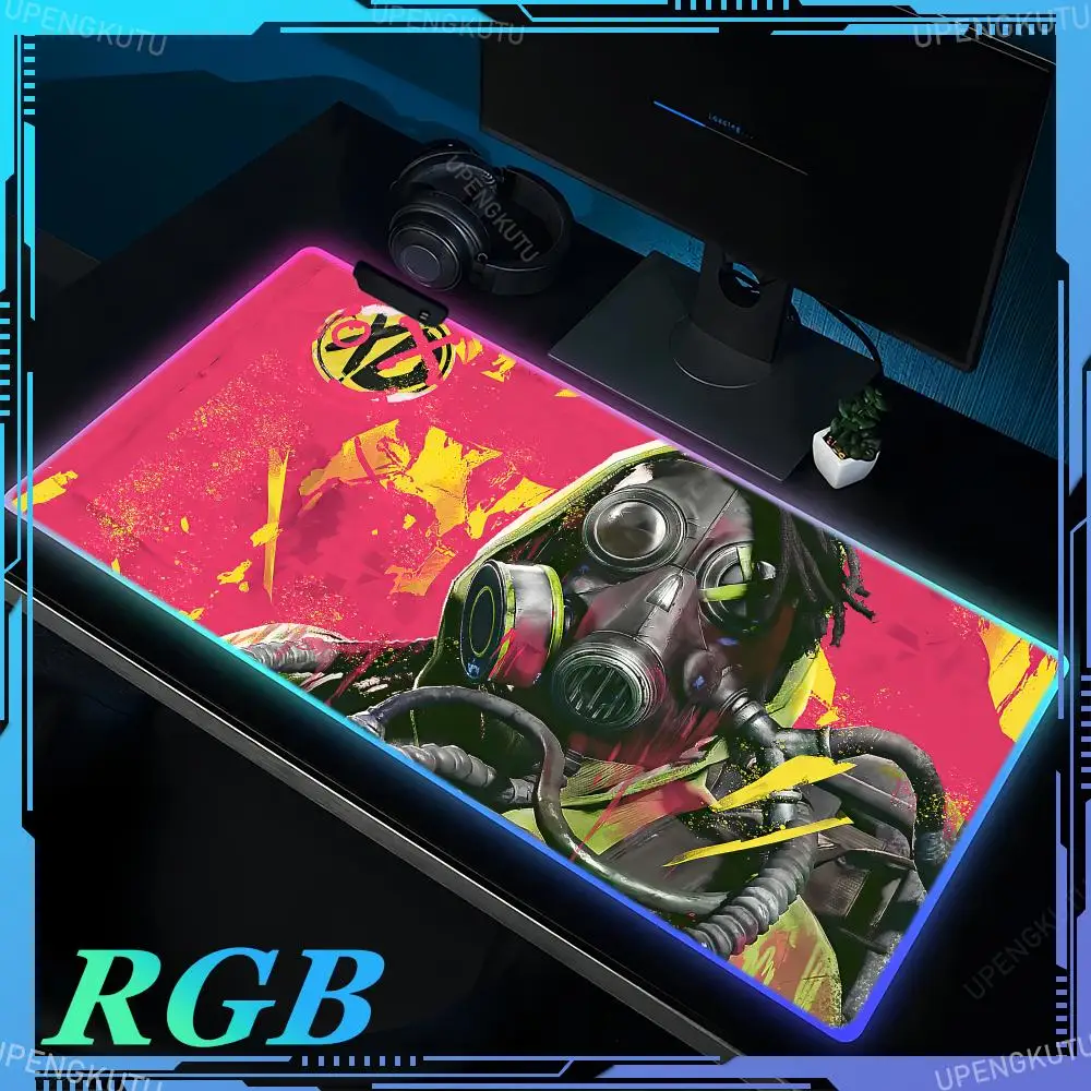 RGB X_XDefiant Cute Desk Mat Large Gamer Anime Mouse Pad Gaming Accessories Luminous Keyboard Rubber Non-slip Computer pad
