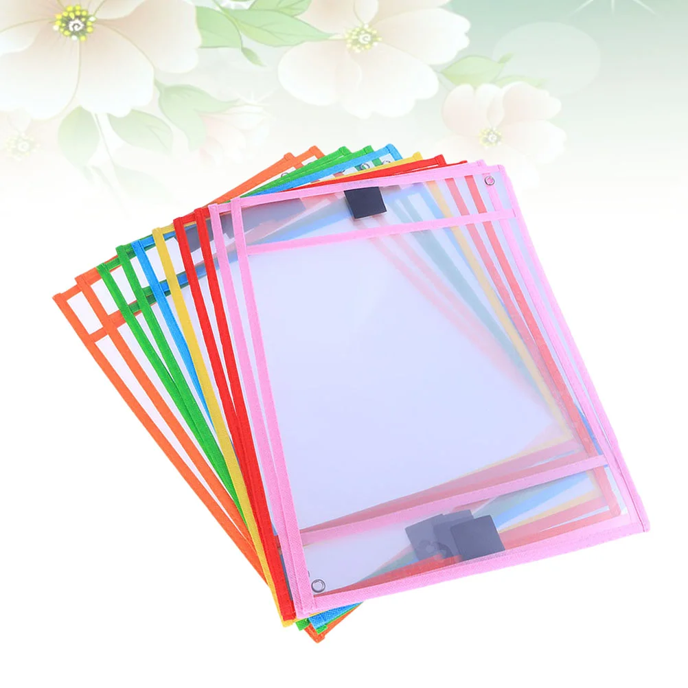 

30pcs Reusable Dry Erase Pockets Assorted Colors Stationery Supplies for Office School with Pen Case(Random Color) Accessories