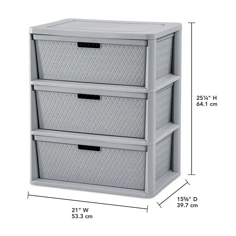

3 Drawer Cross-Weave Tower Cement