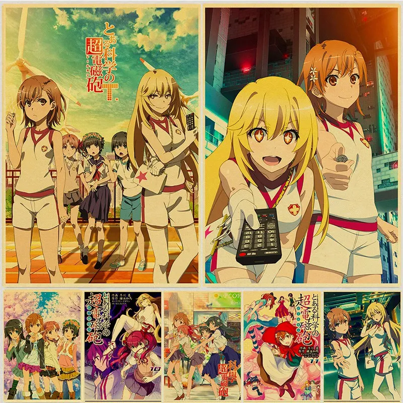 40 стилей на выбор винтажный аниме Toaru Kagaku no Rail Gun T Misaka Mikoto Ретро Художественная печать на холсте плакат домашний Настенный декор