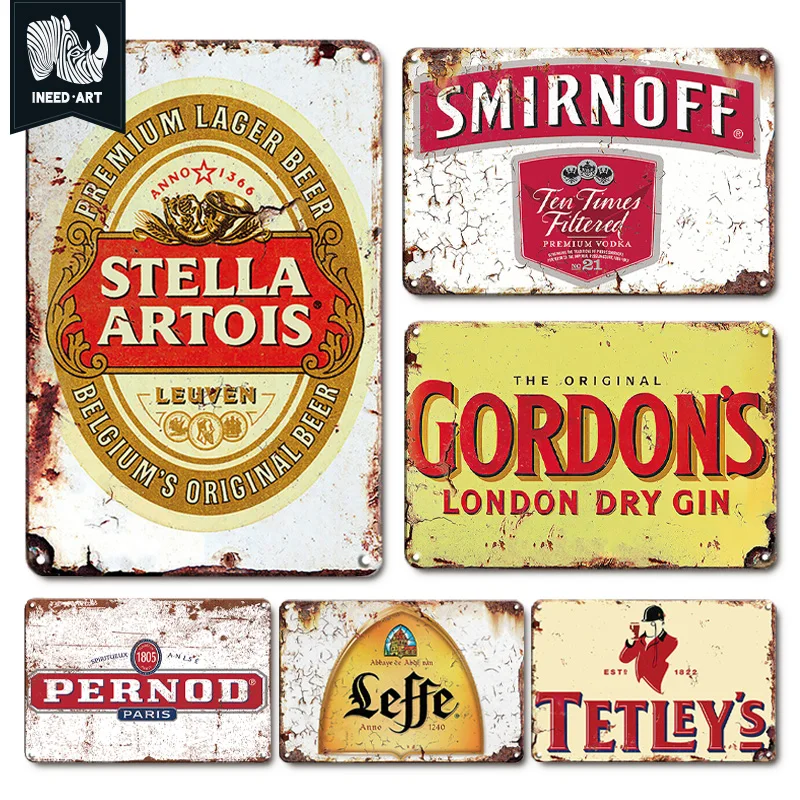 

INEED Vintage British Vodka Brand Beach Bar Pub Metal Wall Plate Tin Sign Retro Kitchen Room Wall Posters Wall Art Home Decor