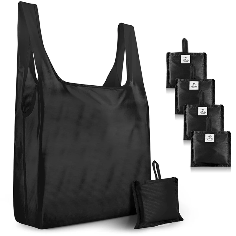 Reusable Grocery Bags - 5 Pack Reusable Bags With Handles - Washable Reusable Shopping Bags Foldable Holds 50LB