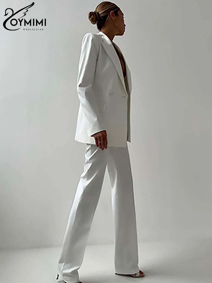 Oymimi модный белый комплект из двух предметов для женщин элегантные двубортные