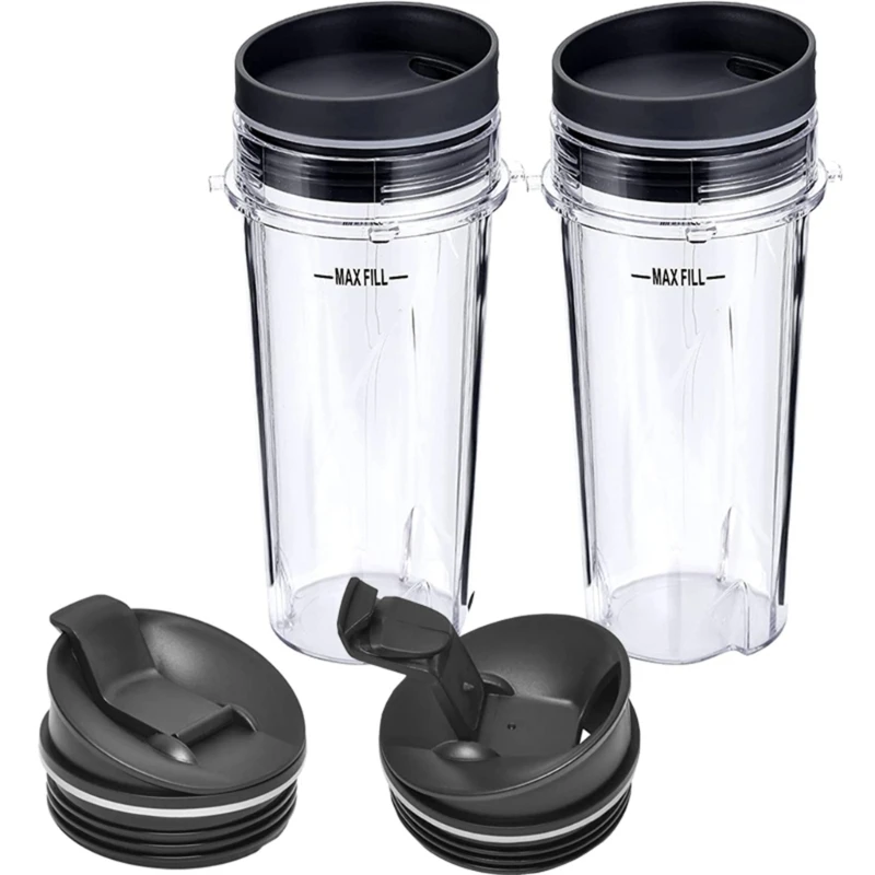 M2EE Single Serve Cup with Lid Seal Lid 16oz Blender Cup Blender Replacement Part Plastic Juicer Cup Reusable Water Bottle