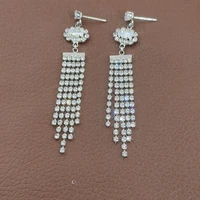 new long tassel drop crystal pendant earrings tassel rhinestone earrings women bridal party jewelry accessories a493
