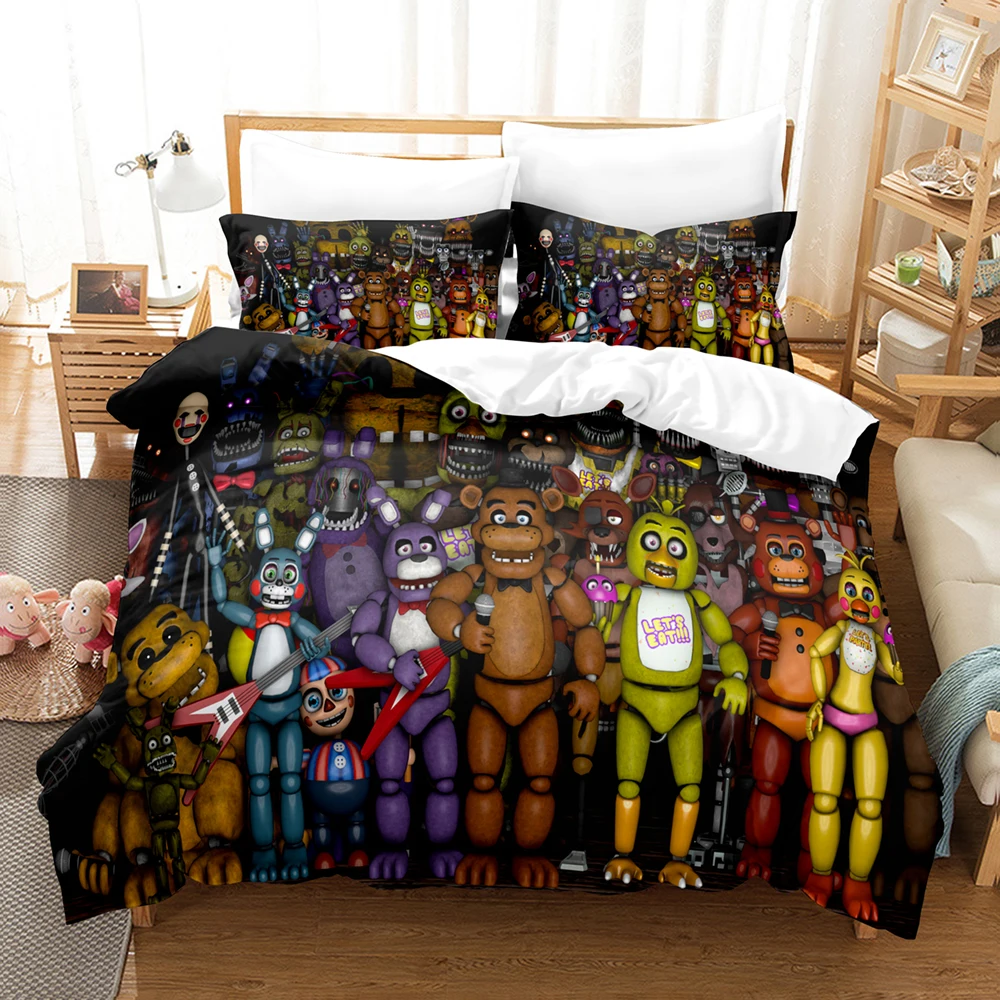 

Five Nights At FNAF Bedding Set Single Twin Full Queen King Size FNAF Bed Set Aldult Kid Bedroom Duvetcover Sets 3D Anime 037