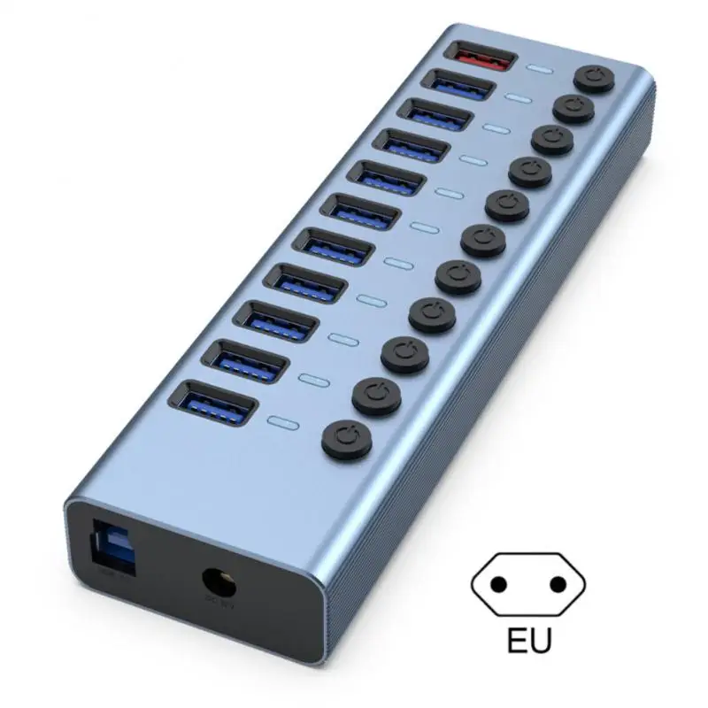 

Адаптер внешнего питания usb-хаб 3,0, 5/8/11 портов, разветвитель, переключатель питания 12 В, 4 а, адаптер питания для Mac, планшета, ноутбука, ПК, США, ЕС