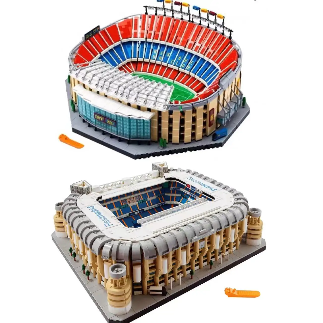 

New Camp Nou Stadium Fc Barcelona Football Field Santiago Bernabeu Stadium Model Building Blocks Bricks 10299 10284 Toys Kids