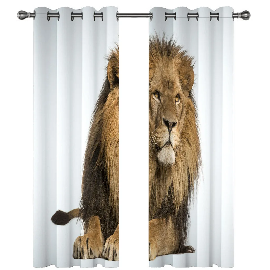Customized Luxury Curtain For Living Room Animal Lion Modern 2 Pieces Window Bedroom Home Decor