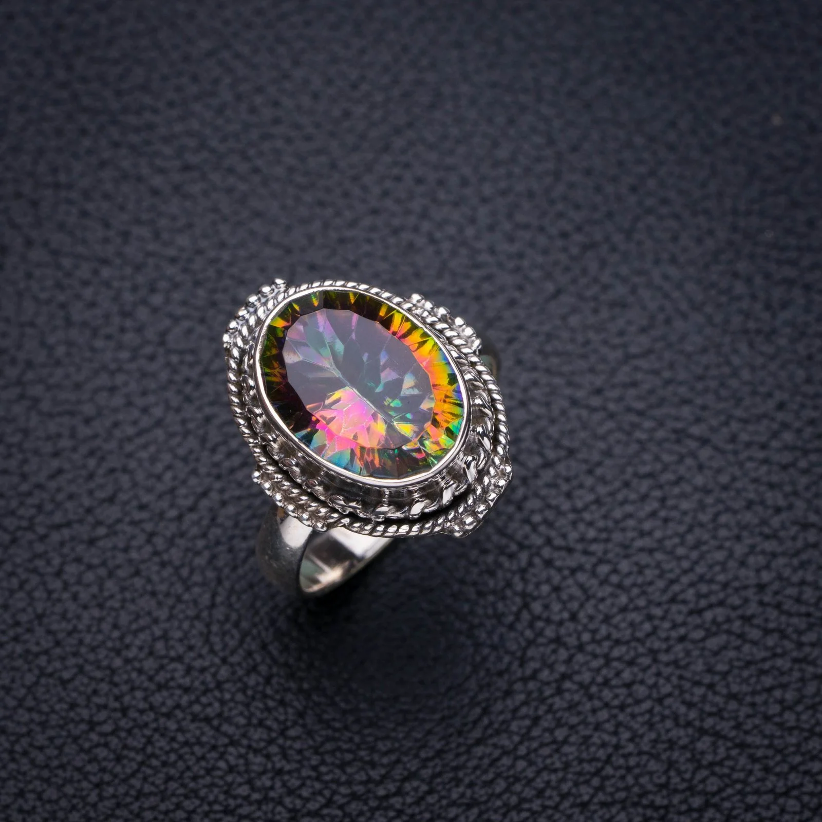 

StarGems Natural Mystical Topaz Handmade 925 Sterling Silver Ring 8 E7980