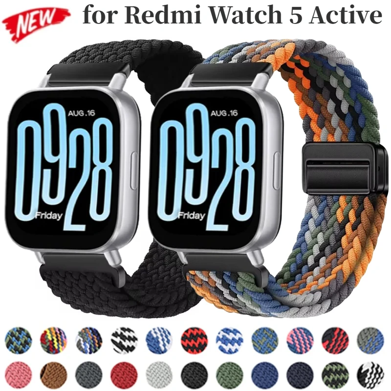 Nylon Magnetic Strap for Redmi Watch 5 Active Smartwatch Band Braided Bracelet Wristband Xiaomi Lite Accessories