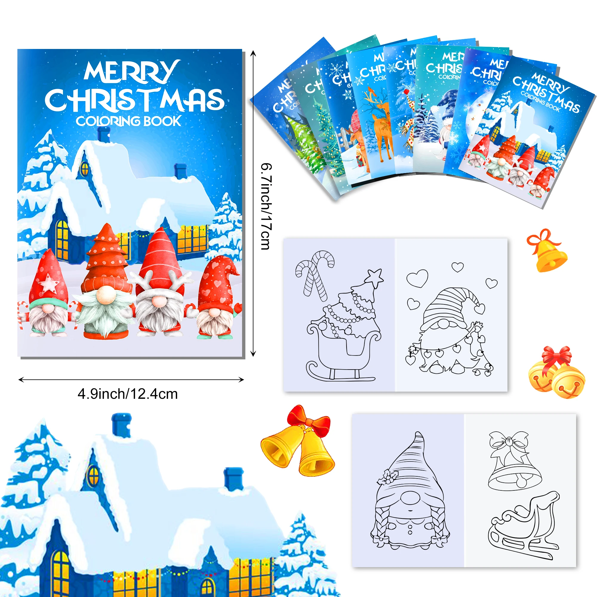 

12Pcs Christmas Dwarfs Tree Diy Graffiti Painting Book Scroll Color Filling Paper Painting Educational Toys for Girls Boys Gift
