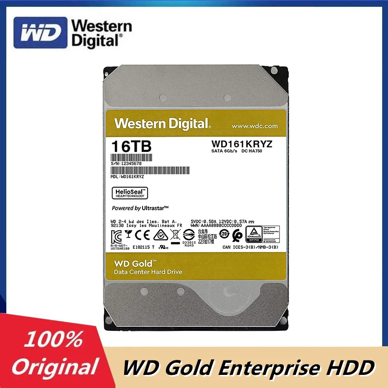 

Western Digital WD Gold 16TB Enterprise Class Hard Disk Drive 7200 RPM Class SATA 6Gb/s 512MB Cache 3.5 Inch HDD - WD161KRYZ