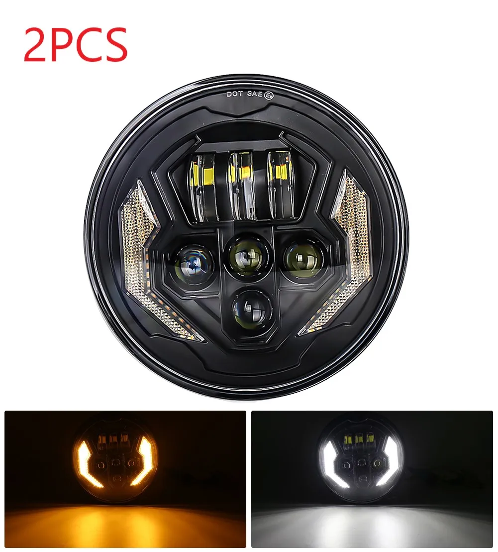 

2*7 Inch LED Headlights High/Low Beam Daytime Running Light For Harley For Jeep For Wrangler Angel Eye Modified Light
