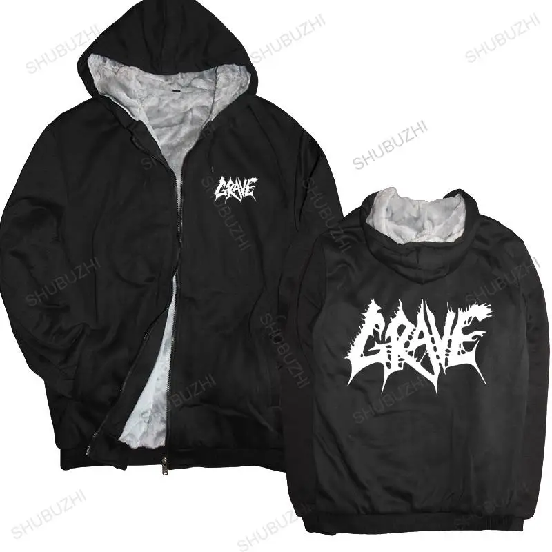 

men winter warm black hoody New GRAVE Swedish Death Metal Band Logo warm hoodies homme sweatshirt