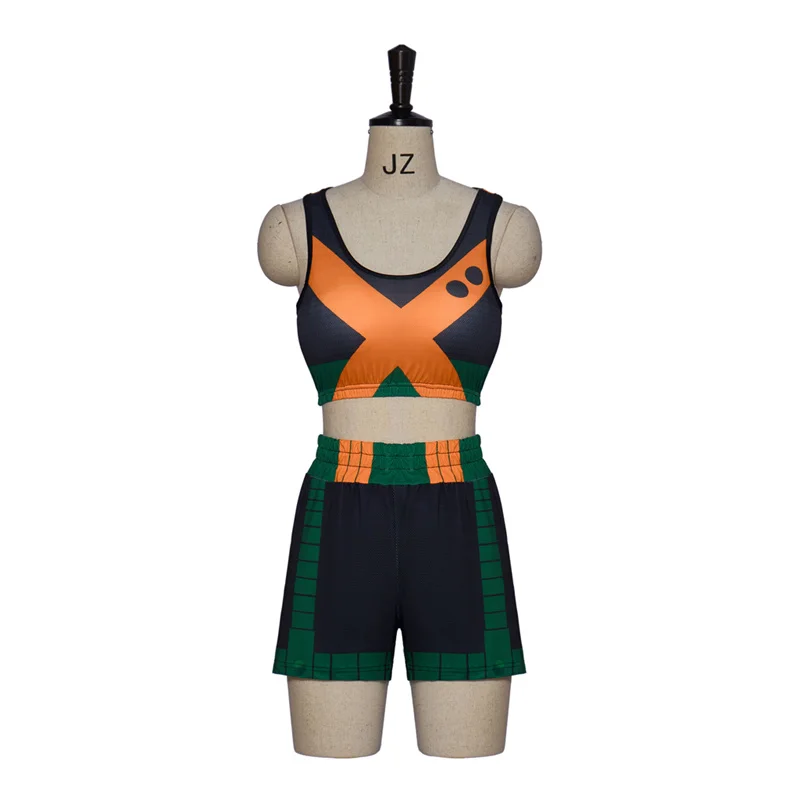 

Anime My Hero Academia Cosplay Katsuki Bakugo Costume Boku No Hero Academia Sportswear Suit Bakugo Vest Shorts Uniform Cosplay