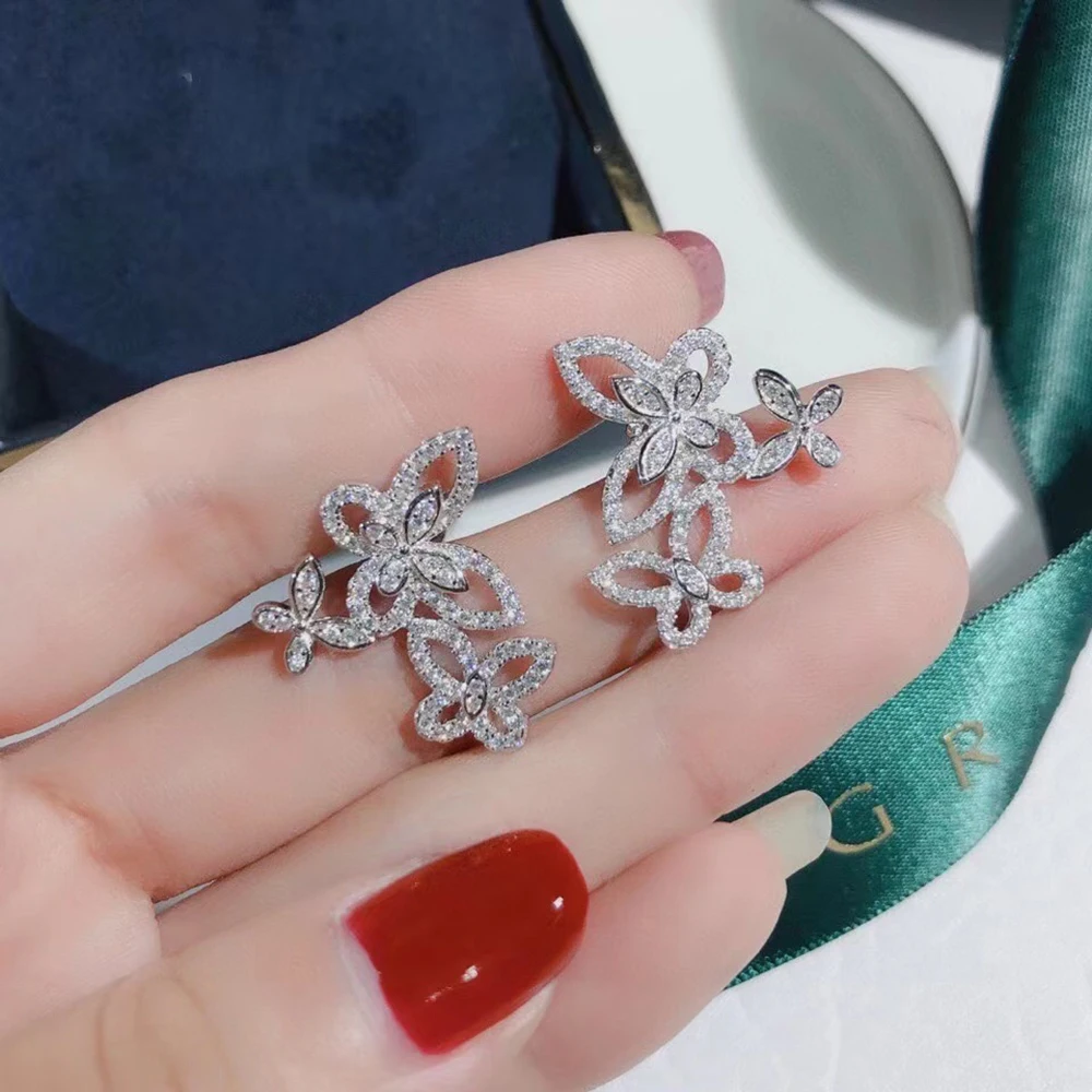 

French luxury brand jewelry, high-quality 925 sterling silver classic bow earrings, women's gift