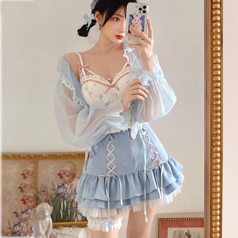

Women Summer Sweet kawaii Skirts y2k Casual Japanese Fashion High Waist Streetwear Patchwork Preppy Style Mini Skirt Girls 2022