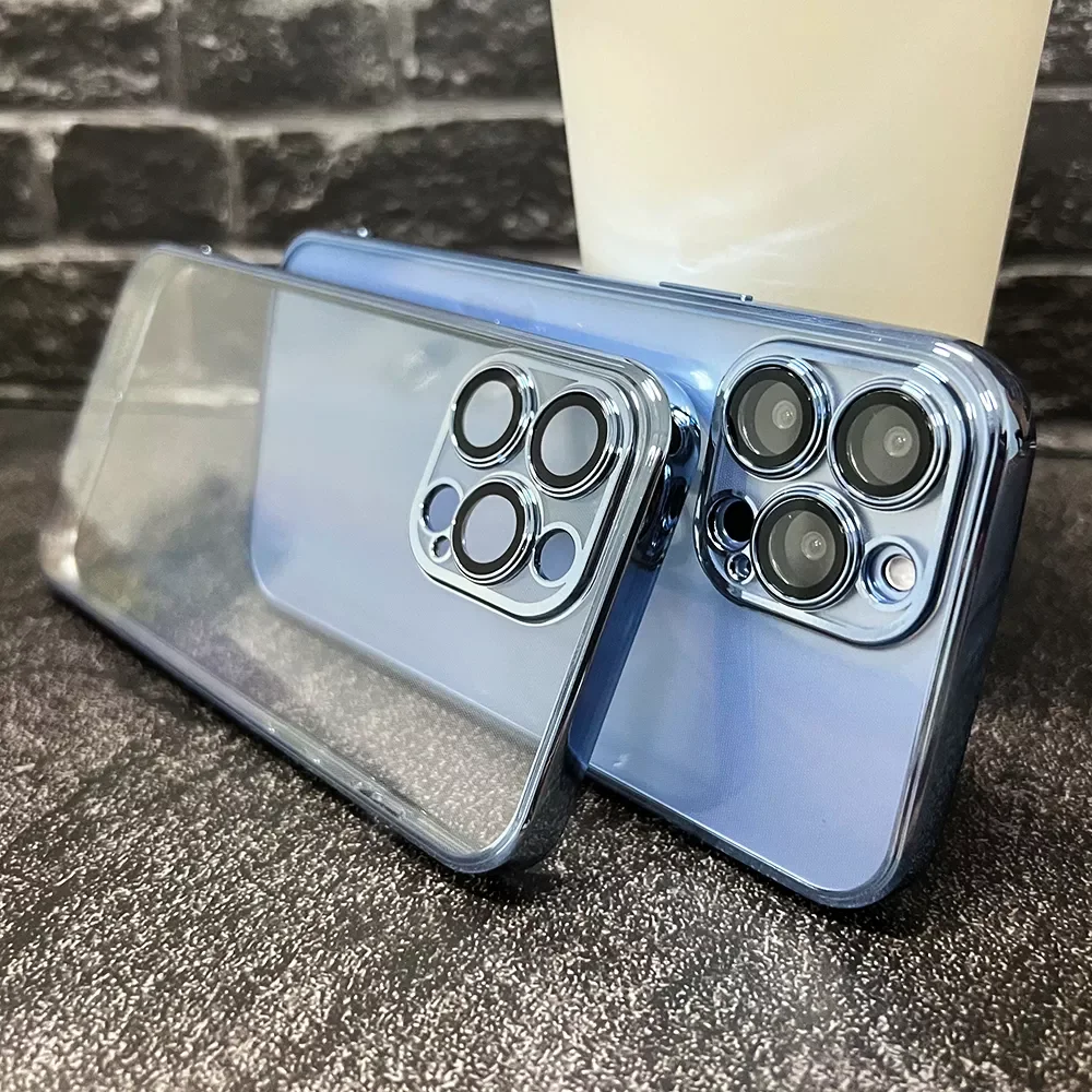 

Free Shipping For iPhone 14 13 12 11 Pro Max X XS XR Plating Clear Shockproof Cover With Lens Protector Transparent Soft Silicon