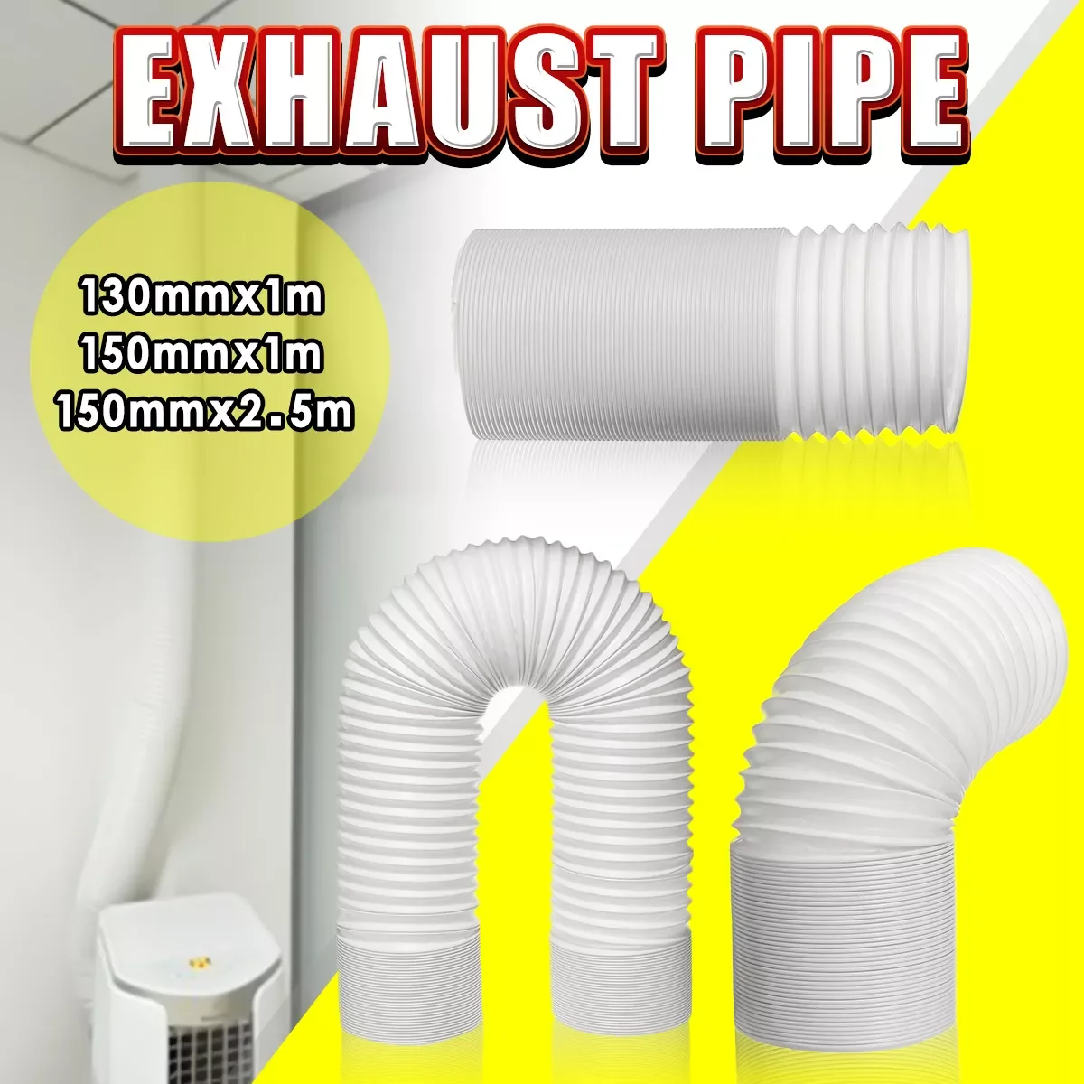 

1m/2m/3m Exhaust Pipe Flexible Air Conditioner Exhaust Hose Vent Tube Pipe 13cm/15cm Diameter Portable Duct Outlet Exhaust Tube