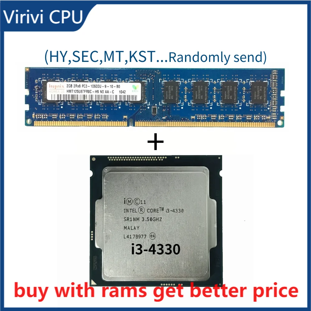

DDR3 2G 1333Mhz with used i3 4330 Dual Core 3.50GHZ LGA 1150 SR1NM desktop processors CPU