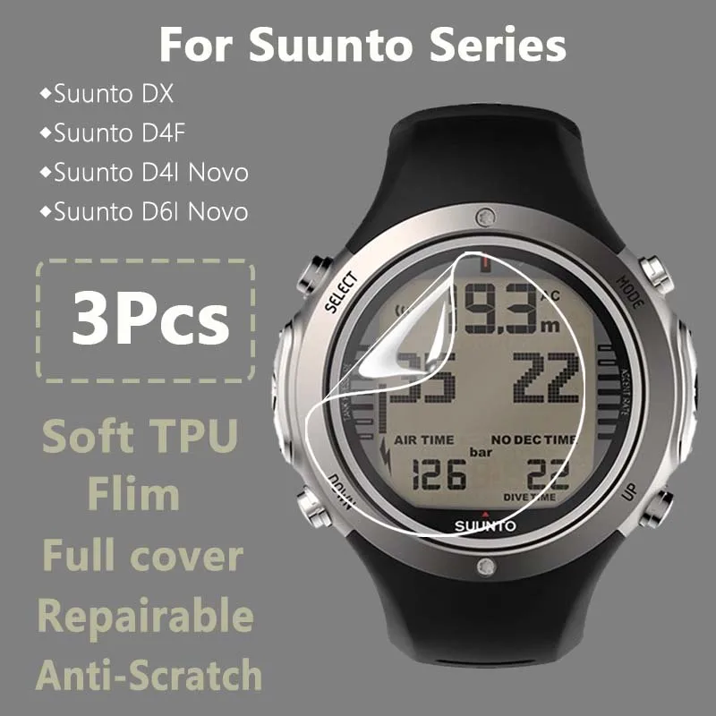 

3Pcs For Suunto DX D4I D6I Novo D5 D4F Diving SmartWatch Soft Slim Repairable Hydrogel Film Screen Protector -Not Tempered Glass