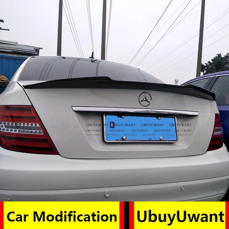 

Черный спойлер для Mercedes Benz W204, спойлер из углеродного волокна для заднего крыла автомобиля Benz W204 C180 C200 C260, спойлер 2008-2014