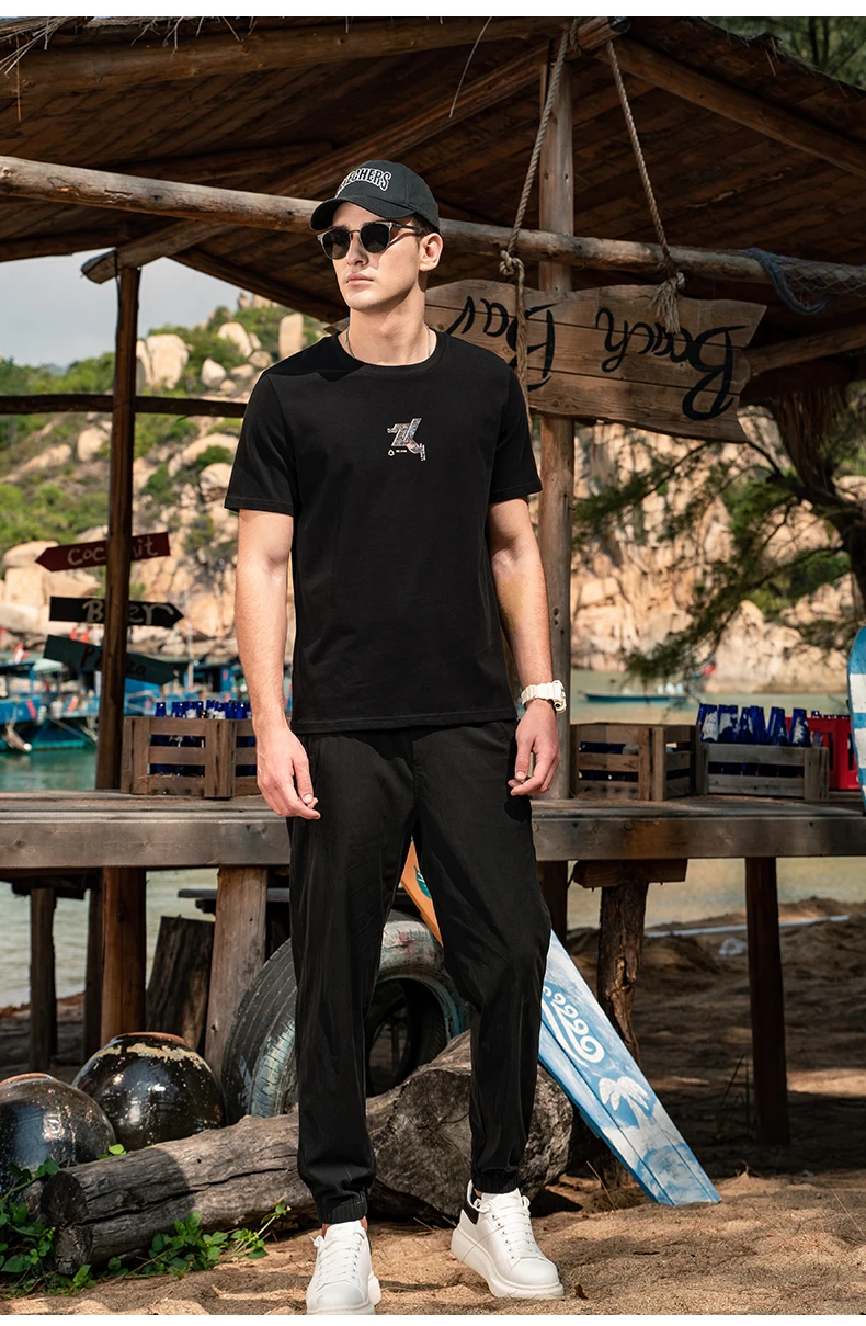 

0326 Cotton Men's Short Sleeve T-Shirt 2023 Summer Trend Printed Half Sleeve T-Shirt