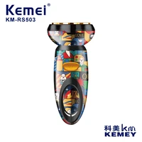wholesale kemei printed mini electric shaver usb rechargeable double head 4d floating head shaver dropshipping