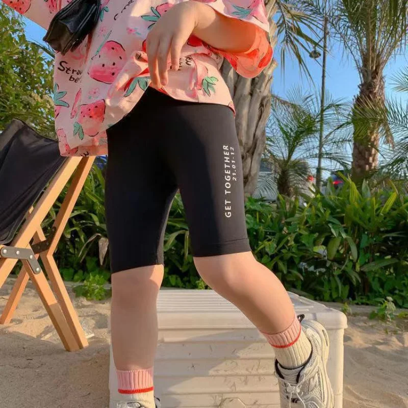 

Shorts Clothing Girls Solid Tights Kids Summer Skinny Casual 2+y For Children Pants Young Leggings New Thin Short Letter Panties
