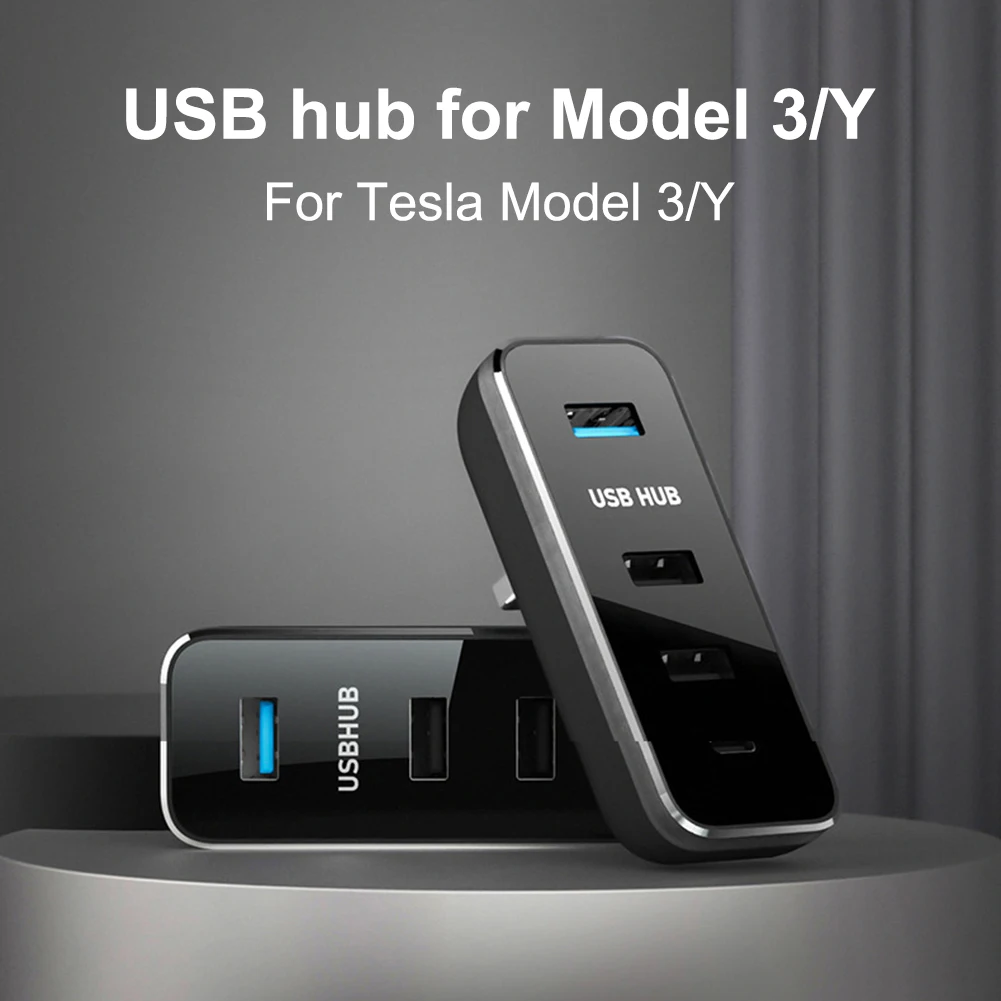 

Glove box USB Hub Ports for Tesla Model 3 Y 2021-2022 Splitter Docking Station 4 In 1 Game Co-pilot USB Spiliter Auto Accessorie
