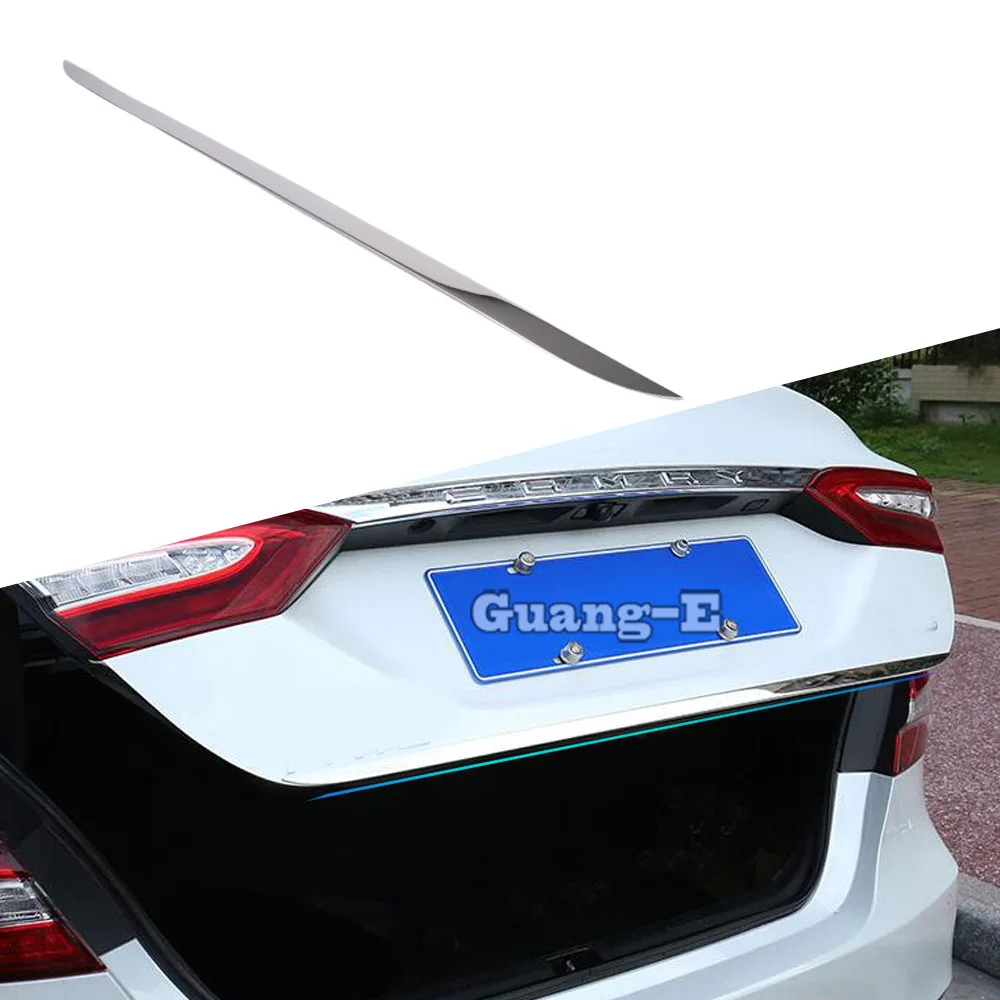 

Для Toyota Camry XV70 2017 2018 2019 2020 2021 отделка багажника, автомобильные наклейки, задняя дверь, крышка багажника, отделка, хромированные аксессуары