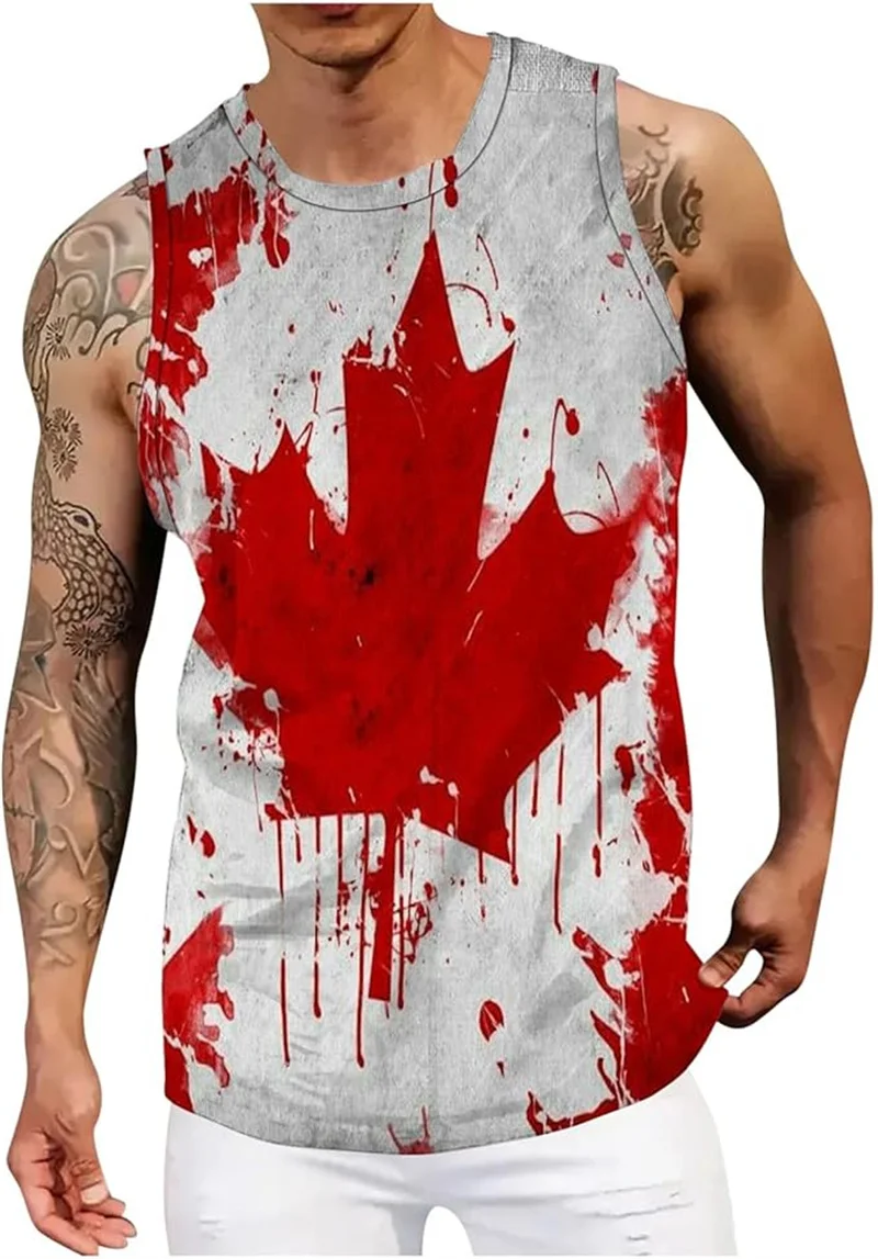 Майка мужская с 3D-принтом флага Канады винтажная модная уличная одежда удобный