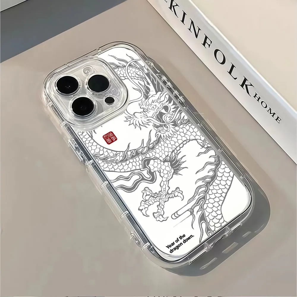 Фото Роскошный силиконовый противоударный чехол-зеркало «Дракон» для iPhone 17, 16, 15, 13, 12, 11, 14 Pro Max, X, XS, XR, 7, 8, 15, 16 Plus, 17 Air №4