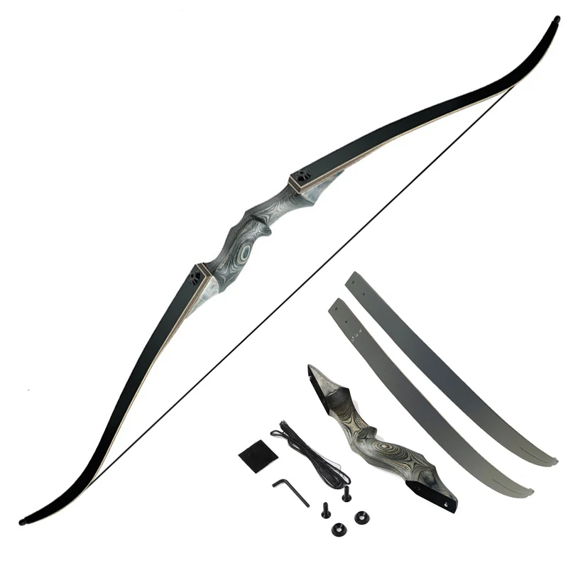 1 Set 30-60lbs Archery Recurve Bow Left Hand Right Hand Glassfiber Sheet Lamination Process Longbow for Hunting Training