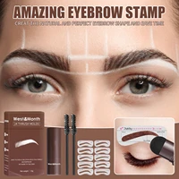 3 colour natural stick hair line contour template eyebrow shaping kit stamp and 10 pieces brow stencil long lasting waterproof