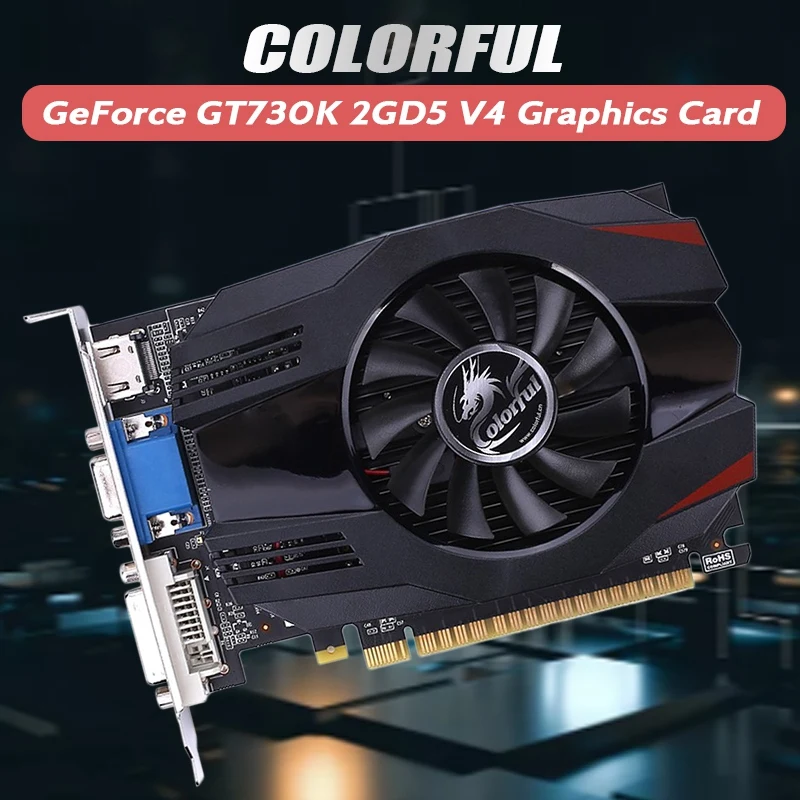 

Цветная видеокарта Geforce GT730K 2GD5 V4 2 ГБ GDDR5 64 бит DVI + VGA + HDMI-совместимая видеокарта, видеокарта с изображением