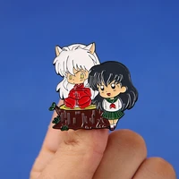 anime inuyasha figure metal pins accessories clothes jewelry cute backpack brooches decoration fans collect