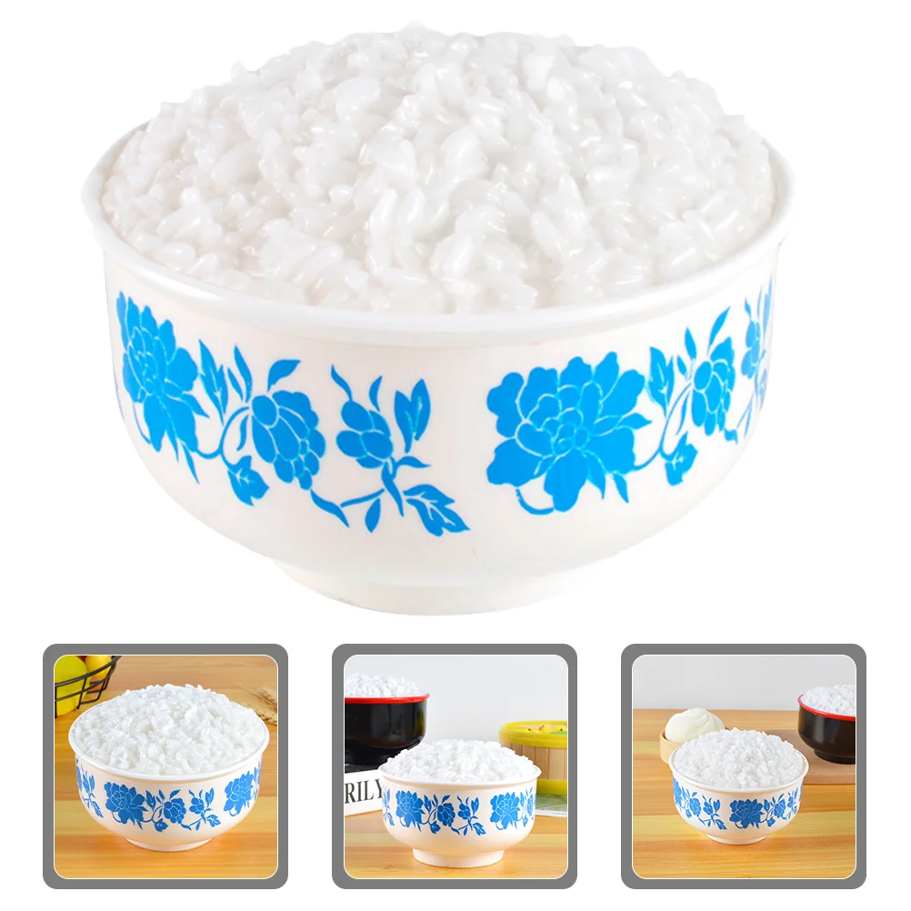 

Artificial Steamed Rice Display Prop Food Toys with Imitation Ceramic Bowl